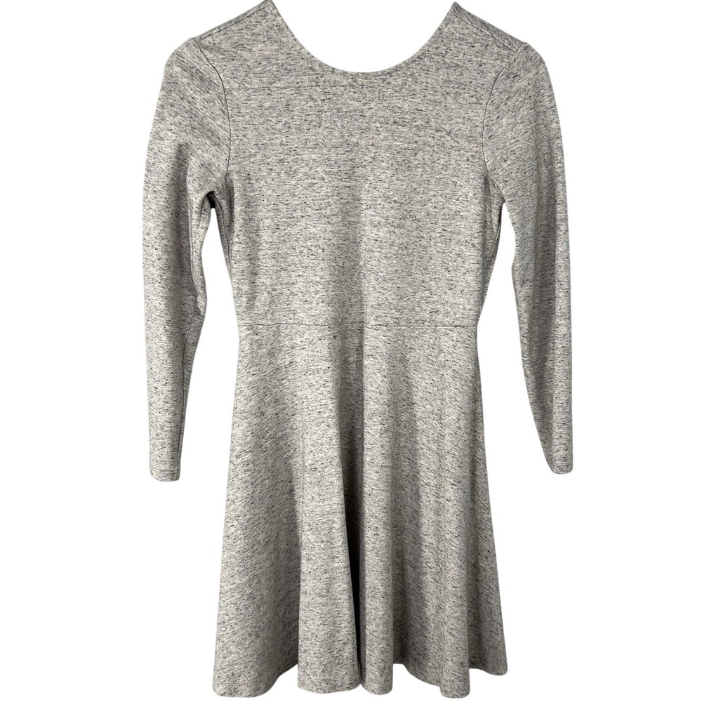 Lou & Grey Womens XS Grey Heathered Long‎ Sleeve Wrap Fit & Flare Mini Dress - Picture 5 of 8